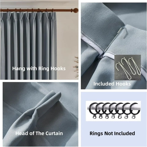 Pinch Pleat Linen Room Darkening Curtain Elegant Embroidery Luxury Window Curtain,for Bedroom Living Room