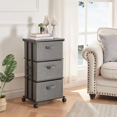 Dresser Storage with 3 Drawers, Fabric Dresser Tower, Vertical Storage Unit for Bedroom, Closet, Office