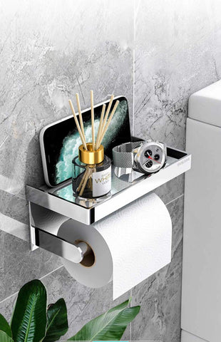 Toilet paper holder 304 stainless steel hotel toilet phone storage rack tissue box roll paper holder