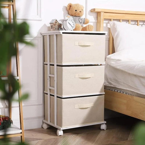 Dresser Storage with 3 Drawers, Fabric Dresser Tower, Vertical Storage Unit for Bedroom, Closet, Office