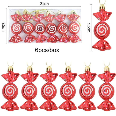 Christmas Lollipop Candy Cane Pendant Xmas Tree Hanging Ball Ornaments Christmas Decorations for Home New Year Gift 6pcs