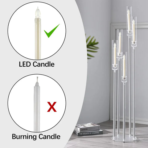 4Sets 5 Arm Floor Candelabra for Wedding 45.7 inches Acrylic Floor Candle Holder for Party Baby Shower Birthday Ceremony