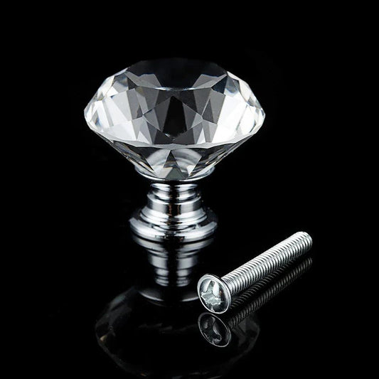 16Pcs Crystal Glass Door Knobs Mini Diamond Cabinet Pull Handle Furniture Decorative Pulls Knobs for Home Office