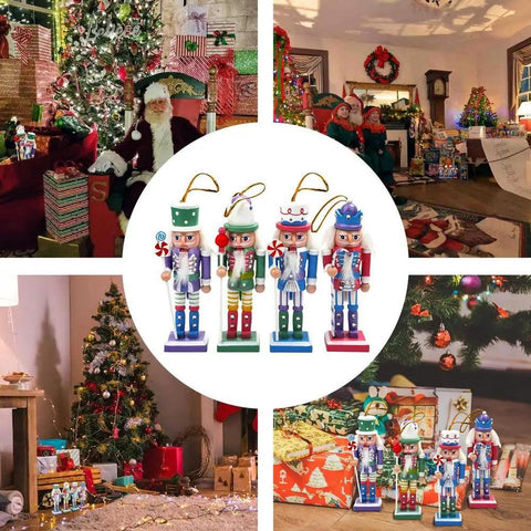 Nutcracker Puppet Ornaments Christmas Decoration Xmas Tree Nutcracker Pendant 2025 New Year Party Supplies 4pcs