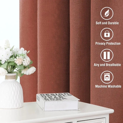 Natural Linen Curtains 108 inches Long for Living Room 2 Panels Back Tab Loop Pocket Linen Textured Light Filtering