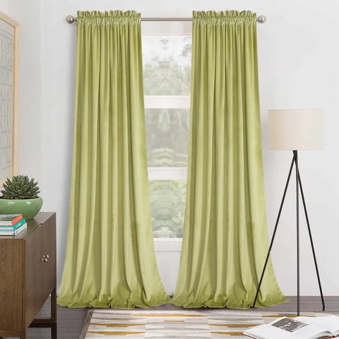 Velvet Curtains 2 Panels Set, Block Light Thermal Insulated Velour Rod Pocket Drapes for Bedroom and Living Room