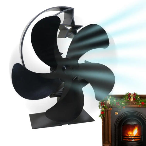 Wood Stove Blower Fan 5 Blades High Efficiency Fireplace Fan With Moon Star Shape Stand Quiet Working Thermodynamic Wood Burning