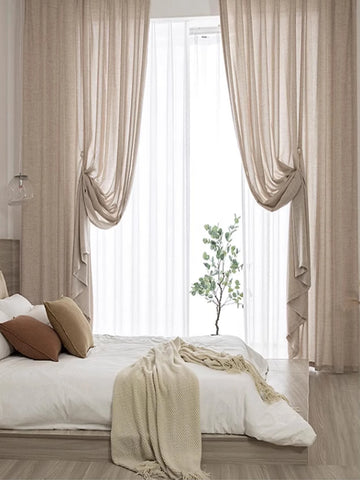 Japanese style thickened cotton and linen semi shading curtains for bedrooms, living rooms, and curtains