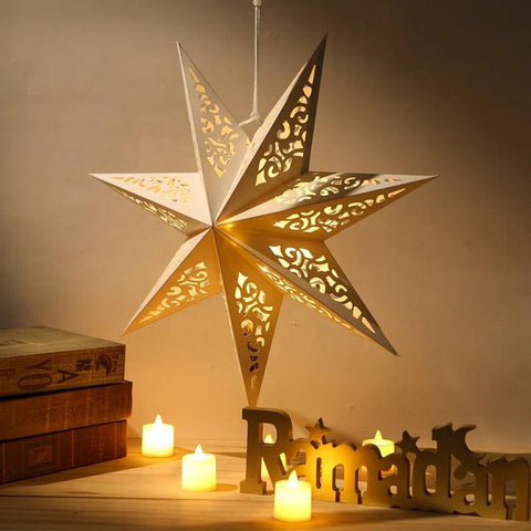 30-75cm Christmas Hollow Star Hanging Pendant Window Grille Christmas Decoration for Home 2024 Paper Lampshade Wedding Xmas Gift