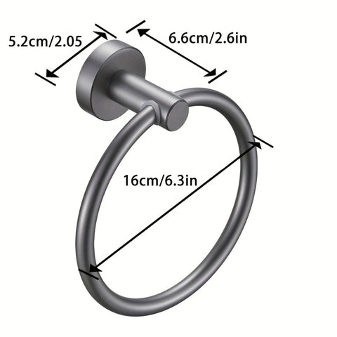 1pc Sturdy Space Aluminum Hand Towel Ring - Durable, 180° Rotating Design - Aesthetic Simple Style for Vanity Spaces