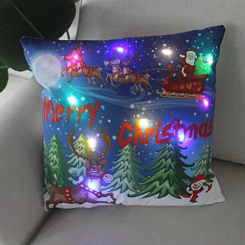 45cm LED Christmas Cushion Cover Glowing Pillowcase with Lights 2023 Christmas Decorations for Home Navidad New Year Xmas Decor