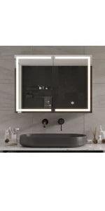 Medicine Cabinets with Mirrors and Led Lights 39.4''x23.6'' Wall Bathroom Mirror with Storage and Charging Station Wall Mounted