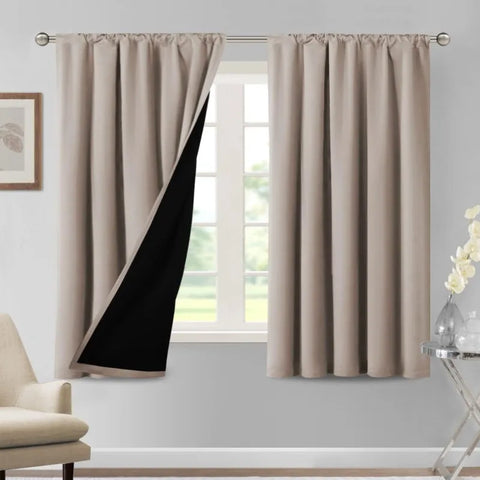 100% Blackout Curtains for Bedroom Thermal Insulated Blackout Curtains 84 Inches Long Rod Pocket Window Drapes