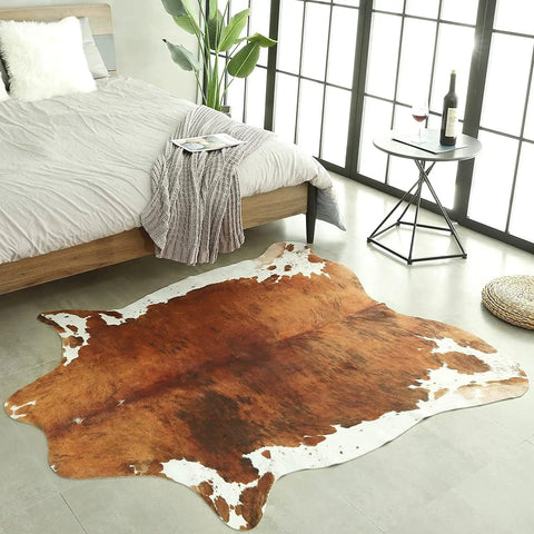 American Style Cowhide Carpet Cow Print Rug for Bedroom Living Room Cute Animal Printed Carpet Faux Cowhide Rugs for Home Decor