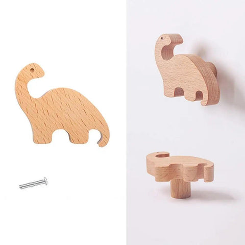 Wooden Animal Drawer Knobs Dinosaur Wooden Drawer Dresser Knobs For Baby Unique Wood Knob Delicate Bedroom Decorative Drawer