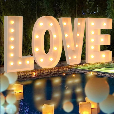 91.5CM Led Light Letter Frame Box Baby Shower Boy Girl ONE LOVE GRAD Xmas Name Balloon Filling Box Birthday Wedding Party Decor