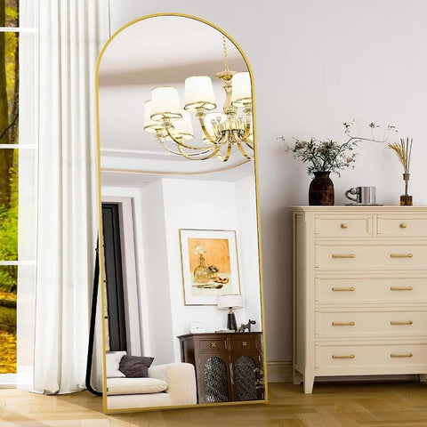 Full Length Mirror - Aluminum Alloy Frame Full Body Mirror - Gold Extra Large Floor Mirrors for Bedroom, Living Room, Bathroom