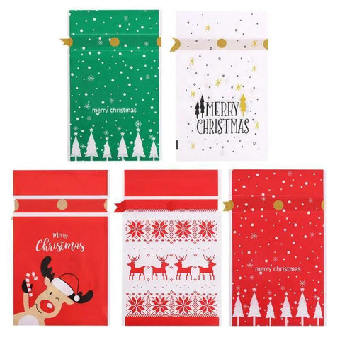 10Pcs Drawstring Christmas Gifts Bag Santa Claus New Year 2024 Large Candy Bag Cookie Packaging Bag Navidad Xmas Home Decoration