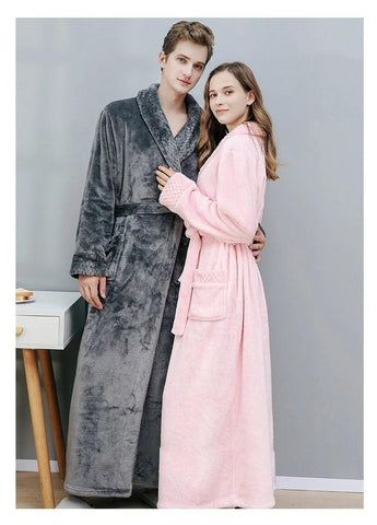 Female Autumn and Winter Warm Long Coral Velvet Thick Couple Bath Bathrobes Men Women Pajamas Shower Robe Bath Towels For Adults