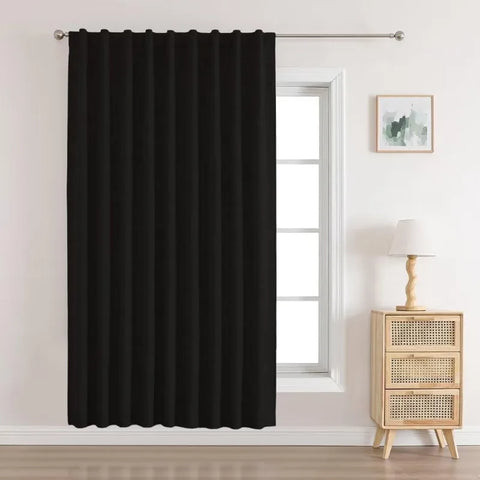 Blackout Linen Curtains Long 100% Blackout Drapes 95 inch Length 2 Panels Set