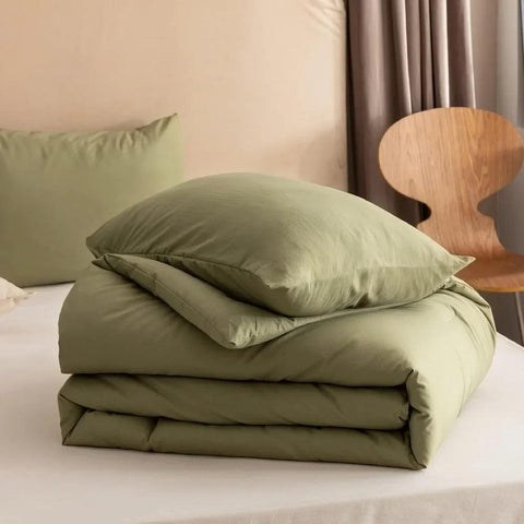 Bedding Sets Olive Green, 3pcs (1 Boho Olive Comforter & 2 Pillowcases), All Season Lightweight Blanket Quilt, Bed Cover