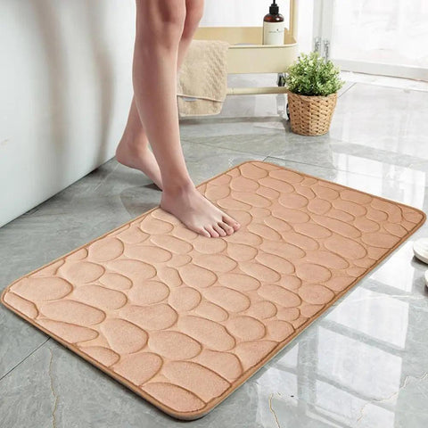 Memory Foam Foot Pad Cobblestone Embossed Bath Mat Non-slip Carpet Absorbent Bathroom Non-slip Accessories 40x60x1.5cm