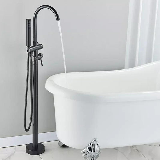 Black Floor Mounted Bath Tub Faucet Clawfoot Free Standing Bath Mixer Tap with Handshower Single Lever Bathtub Faucet