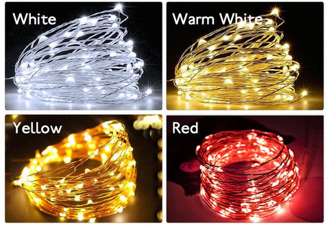 10M 5M 3M 2M Copper Wire LED Tinsel Garland Battery Powered Fairy LED String Lights for Holiday Christmas Wedding Party Decor