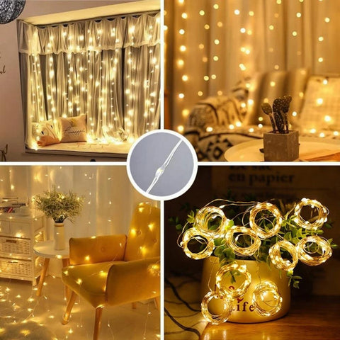 LED Curtain Lights USB Warm Fairy String Lights Festival Lighting Rainbow Window Lamp Home Bedroom Wedding Christmas Decoration