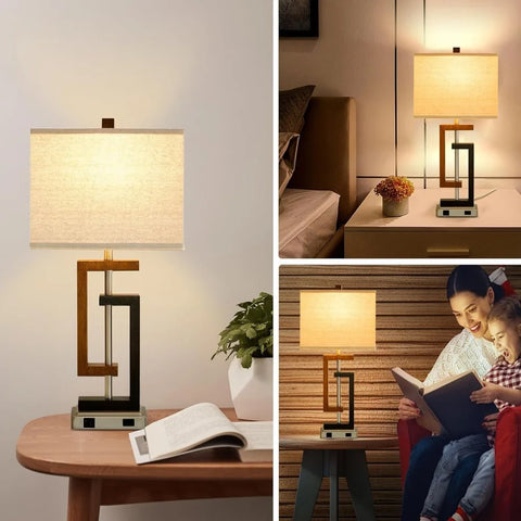 Table Lamp, Set of 2 Lamps for Night Stands, 3 Way Dimmable Lamp for Bedroom, Touch Control Bedside Lamps, Table Lamps with Type