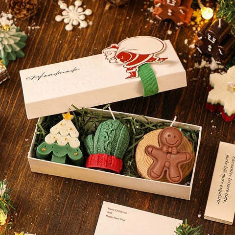 3pcs Set Christmas Shaped Scented Candle Handmade Aesthetic Cute Deer Aroma Soy Wax Cute Decorative Large Candle Holders Pillar