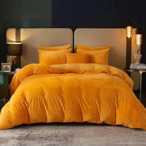 Velvet Burnt Orange Duvet Cover Queen Size, Soft Flannel Duvet Cover with Zipper Solid Breathable Silky Velour Comforter