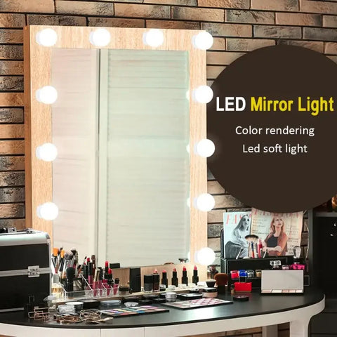 LED Mirror Light Bulb Makeup Vanity Light Bulbs USB Rechargeable Wireless Touch Switch Stepless Dimming Mirror Lights for Dress