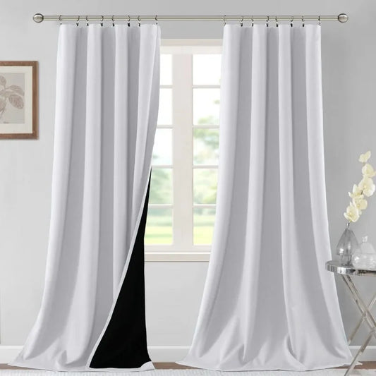 100% Blackout Curtains for Bedroom Thermal Insulated Blackout Curtains 84 Inches Long Rod Pocket Window Drapes