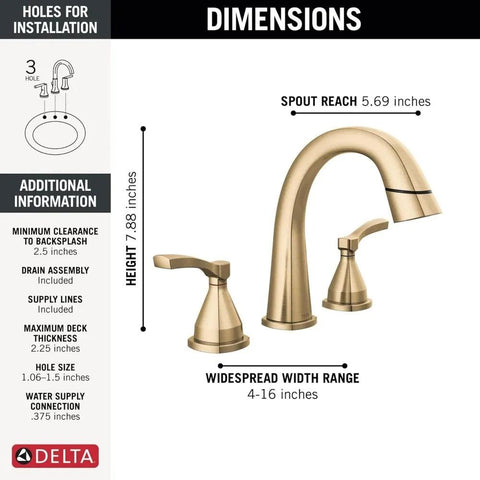 FAUCET 35775-CZMPU-DST Faucet Widespread, Champagne Bronze, Bath Faucet