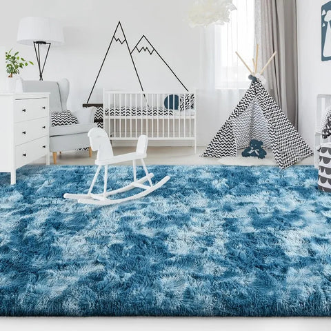 Feet Large Area Rugs, Tie-Dyed Light Grey Shaggy Rug Fluffy Throw Carpets, Ultra Soft Plush Modern Indoor Fuzzy Rugs