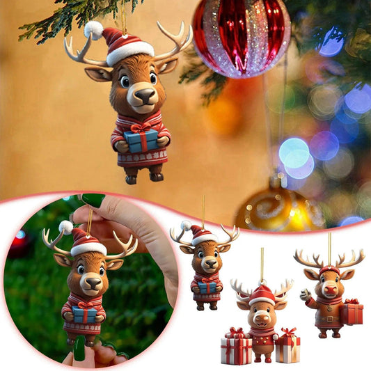 Christmas Home Wall Decoration Cartoon Christmas Deer Car Hanging Home Tree Pendant Christmas Tree Christmas Decorations