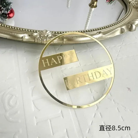 Ins Gold Happy Birthday Cake Toppers Birthday Girl Acrylic Kids Birthday Party Cake Topper Baby Shower Gift Dessert Decoration