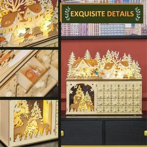 The 2-in-1 Christmas advent calendar and light up Christmas decorations, the 24-day countdown drawer allows you to store things