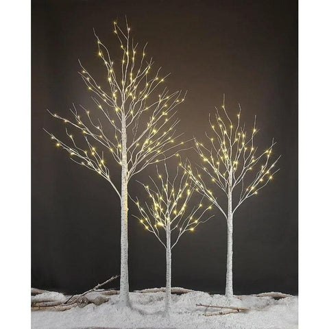 Christmas Decoration 4 feet 6 feet and 8 Feet Birch Tree,Warm White, for Home,Pack of 3, Festival, Party Christmas Decoration