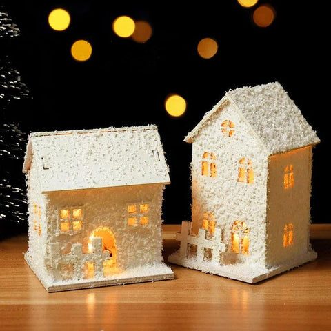 2024 Christmas Led Light Wooden House with Snowflake Luminous Cabin Christmas Decorations For Home Xmas Ornament New Year Gifts