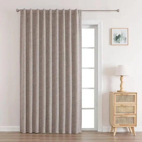 Blackout Linen Curtains Long 100% Blackout Drapes 95 inch Length 2 Panels Set