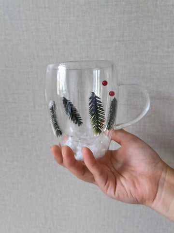 200/350ML Double Wall Glass Cup Creative Christmas Gift Theme Snow Scene Coffee Mug Heat Resistant for Hot Cold Beverages Cup