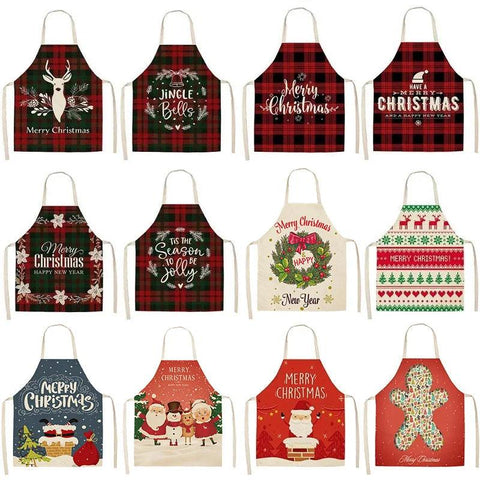 Linen Merry Christmas Apron Christmas Decorations for Home Kitchen Accessories 2024 Christmas Natal Navidad 2025 New Year Gifts