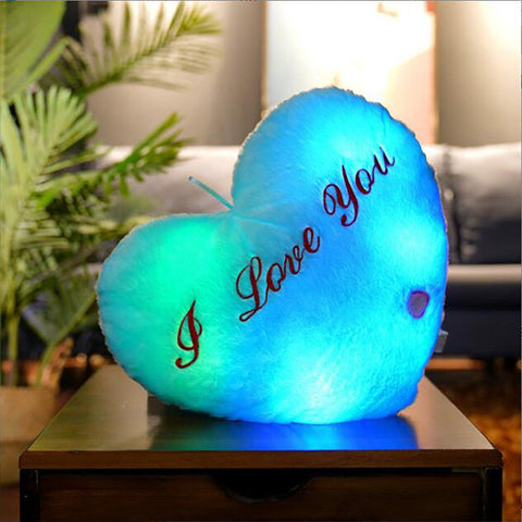 50cm Creative Light Up Led Heart Shaped Stuffed Plush Letter Lovers Colorful Glowing Gift For Girlfriend Pillow Valentine's Day