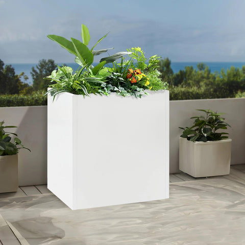 Tall Outdoor Indoor Planter Box 24Lx10Wx24H Inches Rectangular Large Flowerpot Tall Metal Planter Box