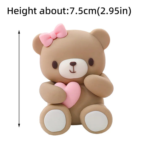 New 3D Bear Cake Topper Baby Shower Bear Decoration Boy Girl Happy 1st Birthday Party Cake Decor Gender Reveals Party Supplies