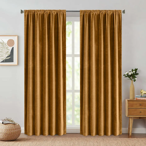 JINCHAN Emerald Green Velvet Black Curtains  Living Room Bedroom Curtain Luxury Window Drapes Room Darkening Extra Long Curtain