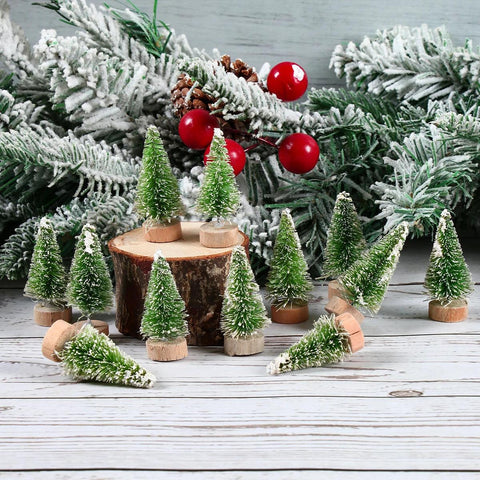 Artificial Mini Wooden Christmas Tree Blue Green White Gold Tower Pine Small Sisal Christmas Tree Tabletop Ornament Decor