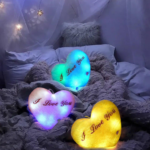 50cm Creative Light Up Led Heart Shaped Stuffed Plush Letter Lovers Colorful Glowing Gift For Girlfriend Pillow Valentine's Day